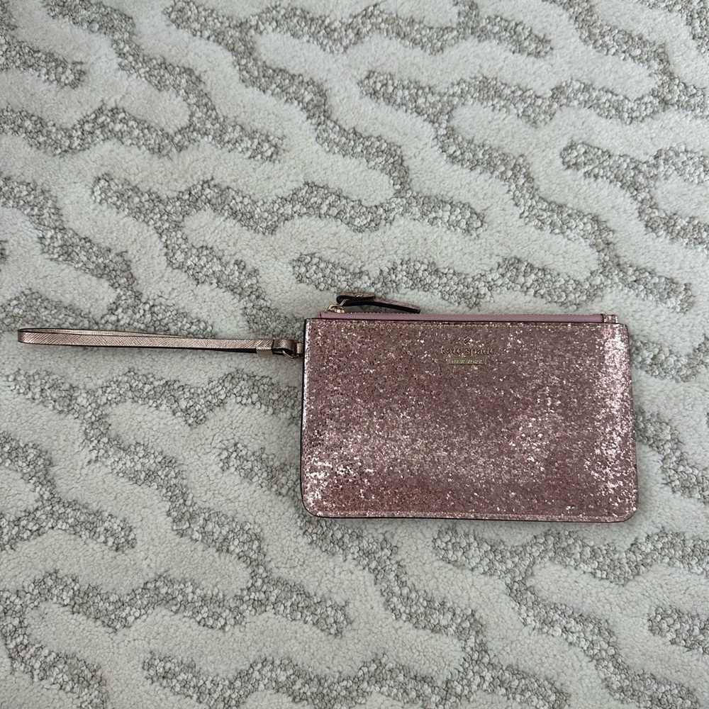 Kate Spade Glittery Pink Wristlet Clutch